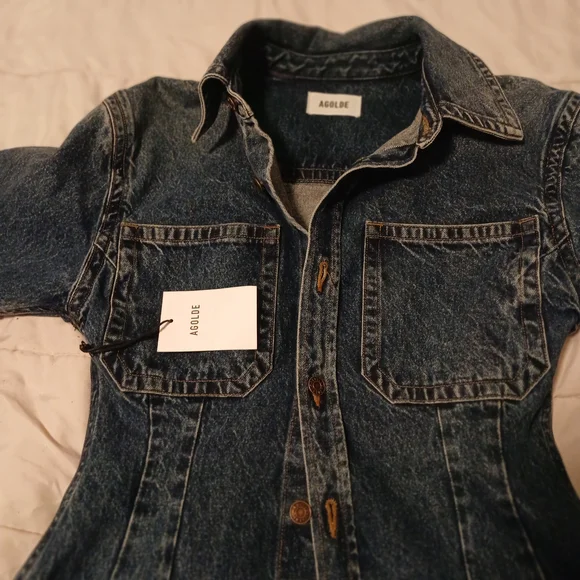 Agolde Dark Blue Long Sleeve Dress - Picture 3 of 4